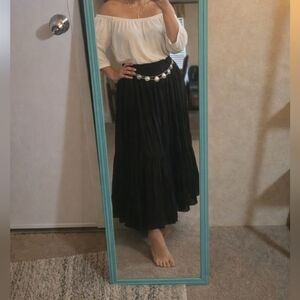 Women's Black Tiered Maxi Skirt - Classic Flow